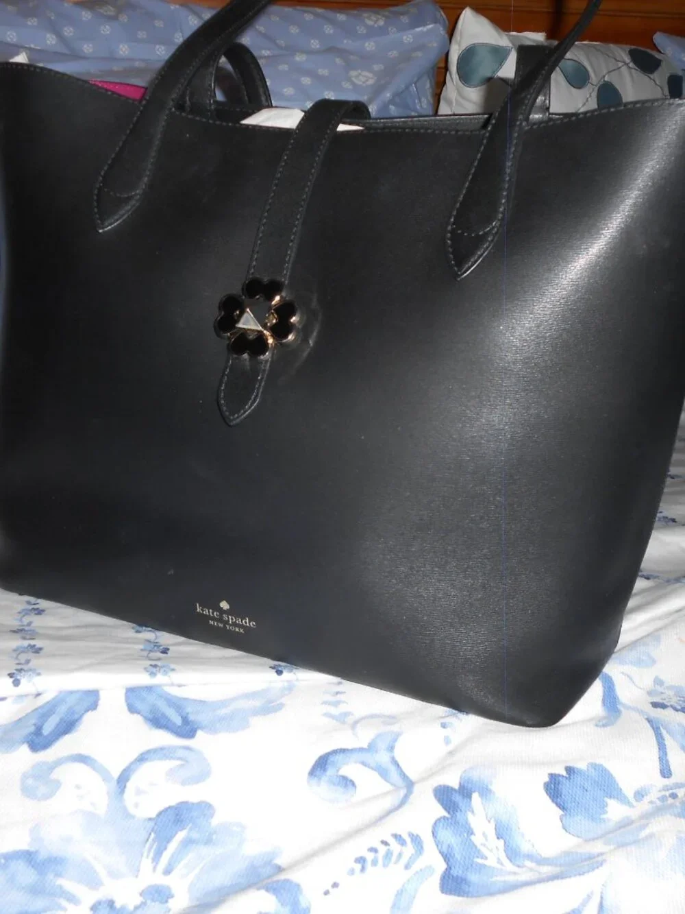 Kate Spade Tote Bag Women's Large Black Nicola Twist lock closure VGC